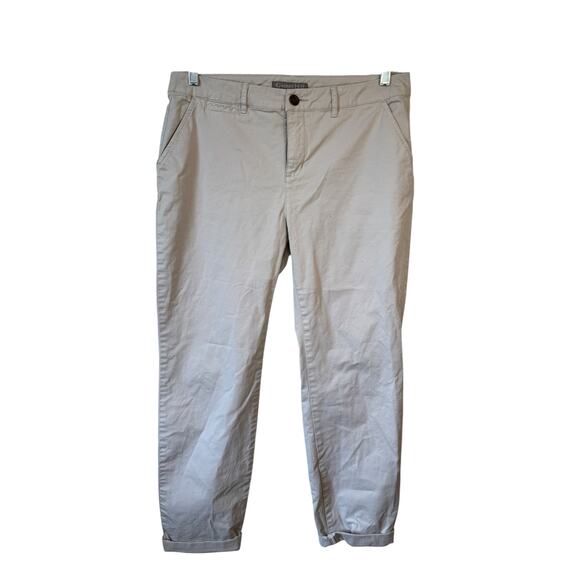 GARNET HILL Salt-Washed Slim Chino Pants Pebble Sz 10 Embroidered Organic Cotton - Picture 2 of 10